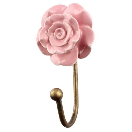 Pink Flower Ceramic Wall Hook